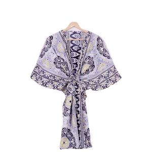 Kaftan 100 % coton fait main pour femme, taille naturelle, imprimé floral indien, style ample, écologique, tenue décontractée d'été - Product Image 6