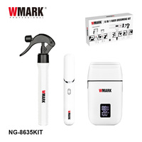 Kit de toilettage des cheveux rechargeable WMARK NG-8635KIT EU 6 en 1, ensemble professionnel de barbier, tondeuse, coupe-cheveux, sèche-cheveux, rasoir, flacon pulvérisateur