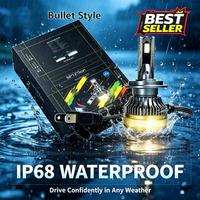 Phares LED de voiture SunRise Bullet Style 9007 12V 130W 13000LM 6500K IP68 Double Cuivre Canbus Plug and Play Adaptation Universelle