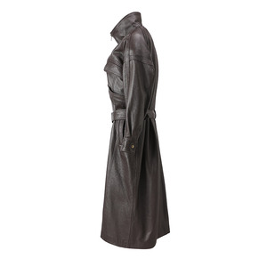 Cappotto in Pelle da <span class=keywords><strong>Donna</strong></span> Jancoco, Trench Personalizzato con Cintura per <span class=keywords><strong>Primavera</strong></span> e Autunno, <span class=keywords><strong>Soprabito</strong></span> in Vera Pelle per l'Inverno - Product Image 2