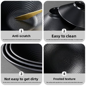 Juego de cuencos de <span class=keywords><strong>ramen</strong></span> de Melamina negra baratos, cuenco de fideos resistente al calor de calidad mate para restaurante para ocasiones de fiesta - Product Image 3