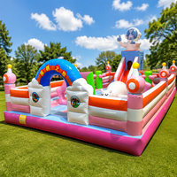 Parc d'attractions gonflable géant en PVC avec toboggan, château gonflable et parcours d'obstacles, respectueux de l'environnement, garantie de 3 ans, aire de jeux Fun City