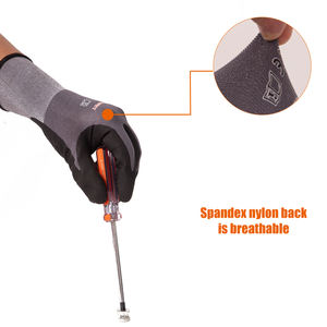 Gants de protection personnelle antidérapants en nitrile noir à <span class=keywords><strong>points</strong></span>, durables et très populaires, pour la construction - Product Image 3