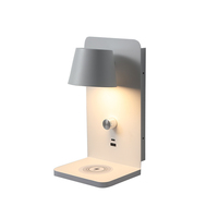 Lampe murale minimaliste pour chambre à coucher, avec variateur rotatif, charge sans fil, USB Type-C, éclairage d'ambiance, applique murale