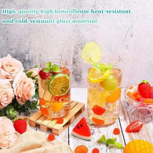 البيرة يمكن الزجاج مع أغطية الخيزران و الزجاج القش 4 حزمة 16oz أكواب الشرب مع الأغطية و القش يمكن على شكل فناجين زجاج - Product Image 3