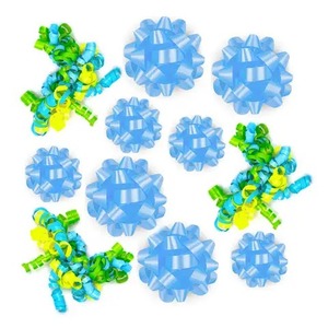 Custom Curlie Bow Double Faced Satin Gift <b>Ribbons</b> Blue Green Yellow Polyester Luster Braided Birthday Decoration - Product Image 1