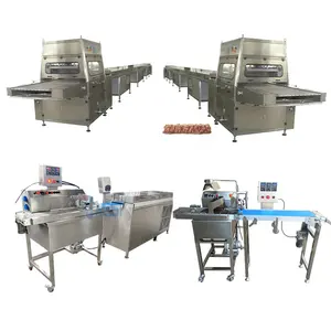 Dates Peanut Almond Nuts Nut Donut Ice Cream Mini Small Chocolate Coating Enrober Enrobing Dip Machine Production Line For Home