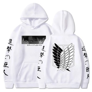 Felpa con cappuccio stampata " L'attacco dei Giganti "   Il pullover Harajuku da uomo in stile coppia è un look street style ispirato agli anime di tendenza. - Product Image 5