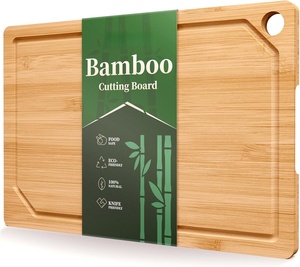 3-Piece Bamboo Chopping <b>Blocks</b> Set for Kitchen Heavy Duty Tabla De Cortar Picar with Juice Groove Bamboo Cutting Boards Set - Product Image 1