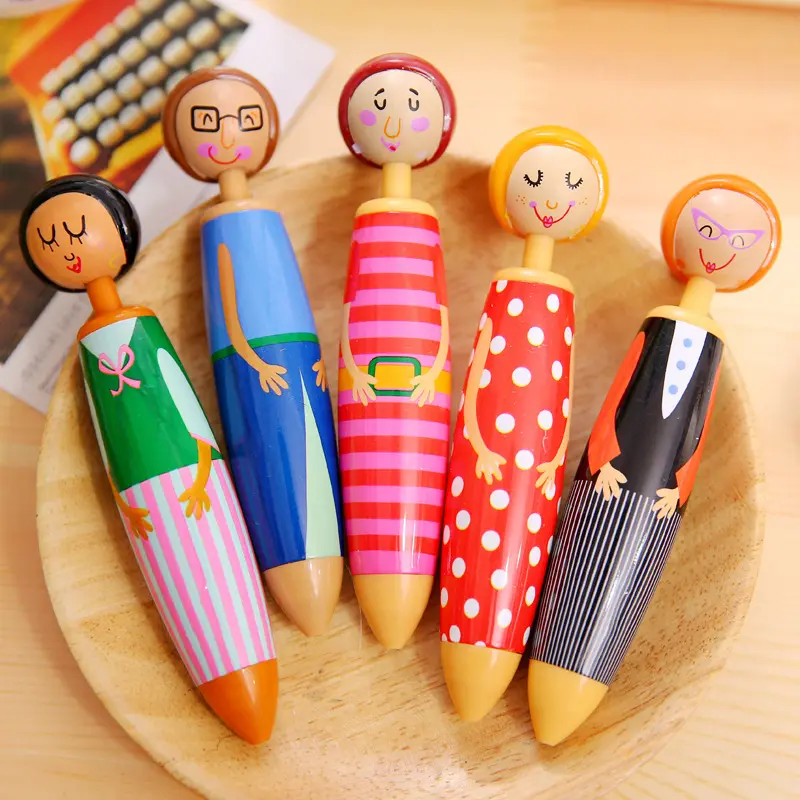 Factory Outlet Cartoon Wood Dolls Advertising Creative Ballpoint Pens For Japanese Stationery