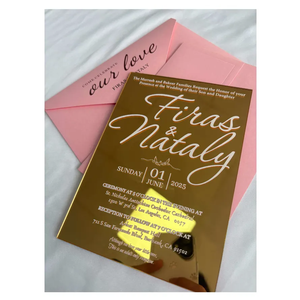 การ์ดอะคริลิคสีทองสุดหรูซองกำมะหยี่สำหรับบัตรเชิญงานแต่งงาน/การ์ดอวยพร/ปาร์ตี้ที่โปรดปรานในวันวาเลนไทน์ - Product Image 3