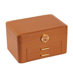 Wholesale Customizable Large Capacity 3 Layer Rectangle PU Leather Jewelry Travel Organizer Storage Lock Stackable Design <b>Plain</b> - Product Image 5