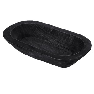 Bandeja ovalada negra de madera para velas y regalos, ideal para decoración del hogar. - Product Image 1