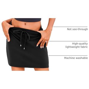 Jupe mini décontractée pour femme, taille haute, avec cordon de serrage, moulante, style crayon, couleur unie, style été - Product Image 4