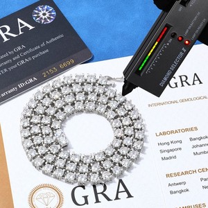 สร้อยคอเทนนิสโมอิสซาไนต์ VVS แบบสั่งทำพิเศษ หรูหรา ประดับเงินแท้ 925 สไตล์ฮิปฮอป ระยิบระยับ ผ่านการทดสอบเพชร - Product Image 2