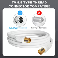 Câble RG59U 9,5 mm, adaptateur mâle-mâle, câble coaxial TV pour satellite, modem, décodeur, plaqué or