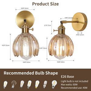 Moderne Wand leuchte aus bernstein farbenem Eisen glas mit Glühlampe für den Innenbereich - Product Image 2