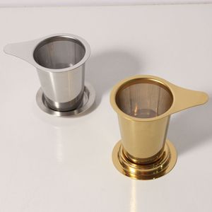 Infuseur à thé moderne en acier inoxydable 18/8, maille extra fine, avec doubles poignées pour suspendre théières, tasses et mugs - Product Image 3
