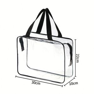 Grande trousse de toilette transparente en PVC avec poignée pour cosmétiques de voyage et promotions beauté de marque - Product Image 4