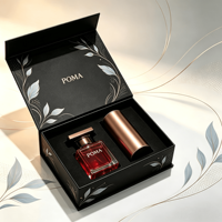 Caja de Perfume de Lujo con Cierre Magnético, Negra, con Logotipo Personalizado, Empaque Premium para Fragancias, para Botella de 50 ml, Venta al Por Mayor, OEM