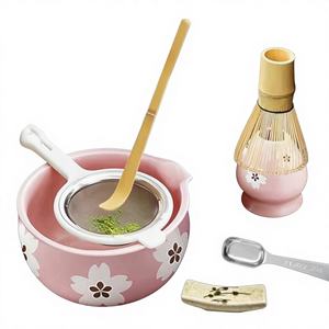 Ensemble de thé matcha en céramique de bambou japonais écologique fait à la main, fouet, bol, cuillère, tamis, support pour les cérémonies, OEM en vrac pris en charge - Product Image 1
