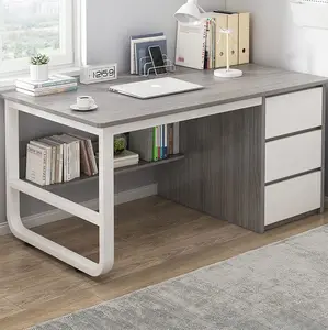 豪华现代金属站立桌便携式办公学习桌，带抽屉木质电脑和儿童桌