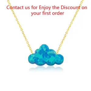 Kinderen Trendy Ketting Cadeau Op Maat 16 18 20Inch 925 Sterling Zilveren Witte Wolk Opaal Ketting