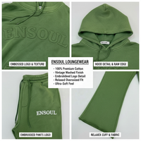 Ensemble de survêtement streetwear vintage personnalisé OEM pour homme, brodé, coupe lourde, avec sweat à capuche délavé à l'acide et pantalon évasé