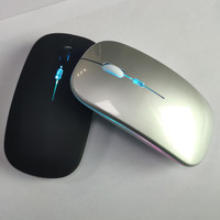 Mouse Nirkabel Isi Ulang 4D, Mouse Nirkabel Silent Ramping Ultra-tipis, Mouse Nirkabel Isi Ulang Daya dengan Lampu LED Penuh Warna