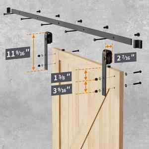 WEKIS M00002 Kit de Sistema de Puerta Corredera Moderna Tipo Granero, Riel de Metal de Hierro, Colgador de Latón Duradero para Vidrio, Tornillo para Hogar, Almacén, Exterior - Product Image 3