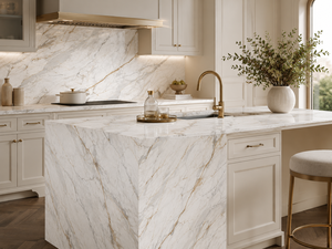 UNION STONE Calacatta Imperial Gold, Gran Losa de Cuarzo Artificial, Diseño Moderno Ecológico para Cocina, Pared, Baño, Comedor y Piso - Product Image 3