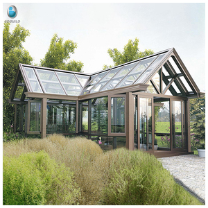 Moderna Terraza Acristalada Prefabricada Independiente con Perfil <span class=keywords><strong>de</strong></span> Aluminio, <span class=keywords><strong>Vidrio</strong></span> Templado Triangular, Puertas Plegables y Correderas, Garantía <span class=keywords><strong>de</strong></span> 5 Años - Product Image 1