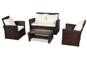 Juego de muebles de ratán de 4 piezas marrón oscuro - Product Image 3