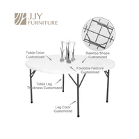 JJY-ZDZ-G004 Elegante Mesa Redonda Plegable de Plástico para Banquetes y Eventos - Nueva Llegada