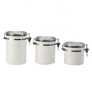 Hot sale 3-Piece kitchen stainless steel Airtight Food storage <b>canister</b> <b>set</b> with Clear Lid - Product Image 2