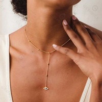 Gemnel chaîne délicate décorée de perles motif le plus de symboles breloque mauvais œil avec collier lariat turquoise