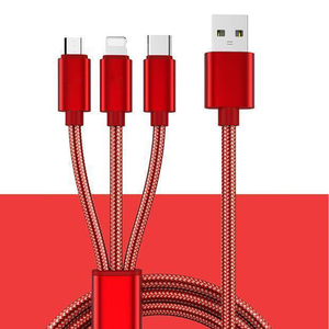 도매 USB 2A 충전 케이블 3 in 1 휴대용 USB-A to 타입-C 마이크로 아이폰 1.2M 케이블 나일론 브레이드 삼성 화웨이용 - Product Image 2