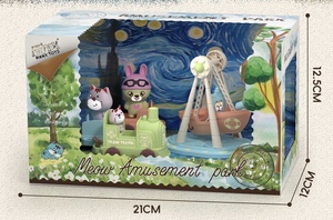 Ensemble <span class=keywords><strong>de</strong></span> jeu <span class=keywords><strong>de</strong></span> simulation Train <span class=keywords><strong>de</strong></span> parc d'attractions et Bateau <span class=keywords><strong>pirate</strong></span> (2 styles <span class=keywords><strong>de</strong></span> couleurs) Jouet éducatif en ABS écologique avec figurines Chat et Lapin - Product Image 6