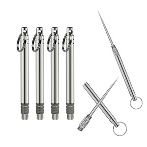 Combinaison <span class=keywords><strong>de</strong></span> cure-dents en alliage <span class=keywords><strong>de</strong></span> titane portable avec conteneur intégré Cure-dents EDC durable et non jetable - Product Image 3