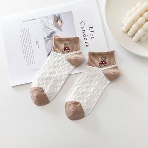 Brown Bear Pattern Ankle <b>Socks</b> Women Breathable Sweat Absorbing Summer Casual Korean Style Short <b>Socks</b> - Product Image 4