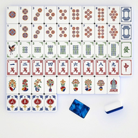 Table de Mahjong de style américain de qualité supérieure avec logo personnalisé, motif bleu à effet d'ondulation, tuiles en acrylique haut de gamme pour les joueurs