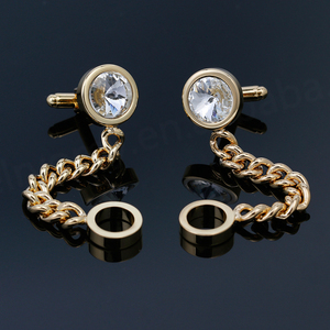 Men's <b>Cufflinks</b> Hot-selling High-quality Light Luxury Crystal-encrusted Gold and Silver Chain <b>Shirt</b> <b>Cufflinks</b> Wholesale - Product Image 1