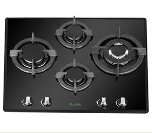 BH288-12BC Kitchen appliance 4 Burners 62cm Tempered Glass Gas Stove Gas Hob Gas cooker
