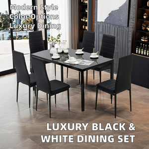Ensemble <span class=keywords><strong>de</strong></span> table à manger moderne <span class=keywords><strong>de</strong></span> luxe <span class=keywords><strong>6</strong></span> places en verre <span class=keywords><strong>noir</strong></span> <span class=keywords><strong>et</strong></span> <span class=keywords><strong>blanc</strong></span>, meubles pour la cuisine <span class=keywords><strong>et</strong></span> la salle à manger, 4 à <span class=keywords><strong>6</strong></span> chaises - Product Image 2