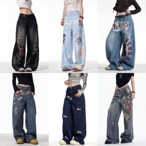 Jean baggy <span class=keywords><strong>taille</strong></span> haute pour <span class=keywords><strong>femme</strong></span> grande <span class=keywords><strong>taille</strong></span>, lavable, respirant et durable, style décontracté, tendance, Ropa De Mujer - Product Image 3