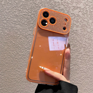Coque de téléphone transparente effet cristal diamant pour iPhone 17 16 15 14 13 Pro Max, avec protection d'objectif mate et dos brillant néon, pour filles - Product Image 4