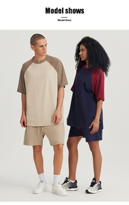 240G Mùa Hè Mới Phong Cách Mỹ Raglan Màu Khối Tinh Khiết Cotton Lỏng Phù Hợp Với Retro Cổ Thường Ngắn Tay Áo T-Shirt Người Đàn Ông Hợp Thời Trang - Product Image 5