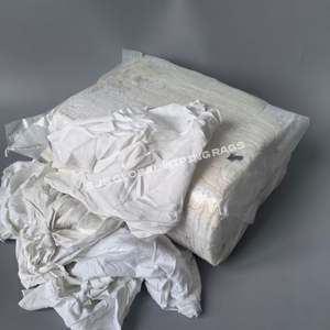 ผ้าฝ้ายรีไซเคิล 100% ชิ้นผ้าฟลีซตัดสำเร็จรูปสำหรับใช้ในโรงงาน ผ้าขี้ริ้วสีขาวสำหรับทำความสะอาด - Product Image 1