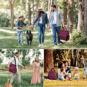 2 bols pour chien, sac de rangement multi-poches pour accessoires pour chien, essentiels pour les voyages en voiture avec chien, sac à dos de voyage pour animaux de compagnie pour le camping en week-end - Product Image 5