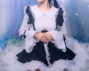 In <span class=keywords><strong>bianco</strong></span> <span class=keywords><strong>e</strong></span> <span class=keywords><strong>nero</strong></span> Gothic lolita costume della domestica di cosplay del vestito Lolita vestito gothic lolita dress - Product Image 3